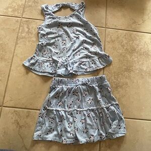 Floral Blue Tank Top and Shorts Set